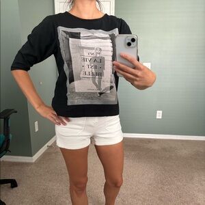 Shirt blouse size S, black, graphic, long sleeve